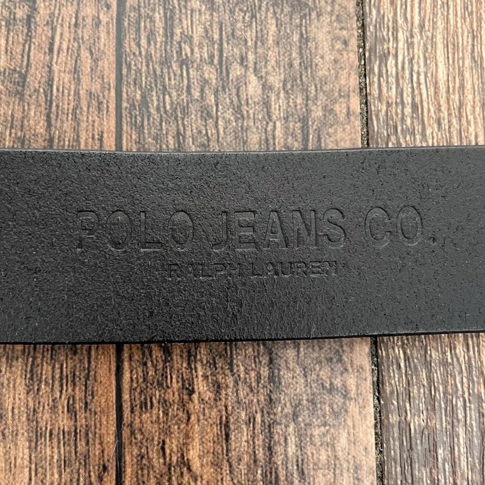 VTG Ralph Lauren Polo Leather Belt Y2K Hinge Buckle Edgy Womens Size Small Black - Picture 7 of 16